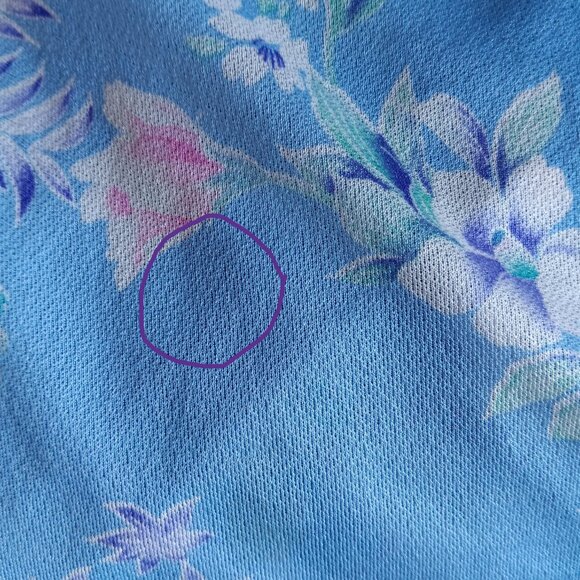 Vintage Sheer Blue Floral Dress Peter Pan Collar Button Up Neck Matching Belt - Picture 7 of 7